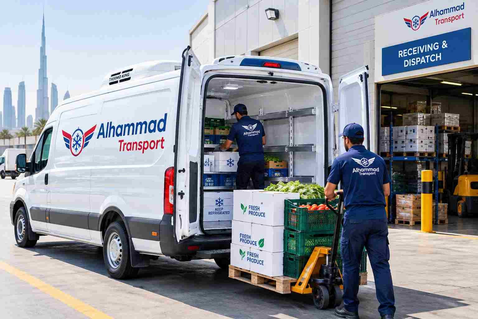 chiller van rental Dubai loading perishable goods