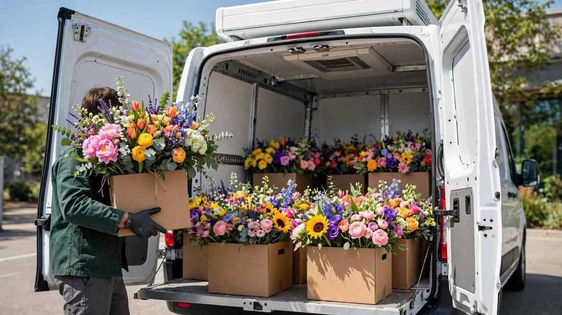 Chilled flower transport Dubai - florist delivery van